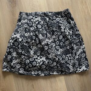 Black and White Floral Mini Skirt